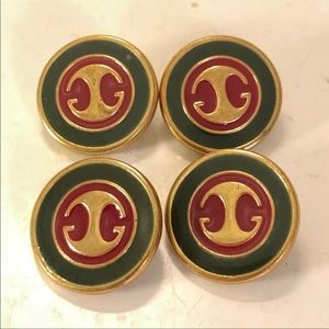 Gucci set of 4 Vintage Red Green Enamel Buttons